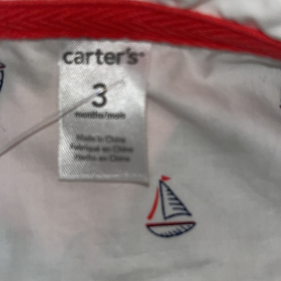 Carters Sailboat Collared Button Up Short Sleeve Red White and Blue Size 3 month - Picture 5 of 5